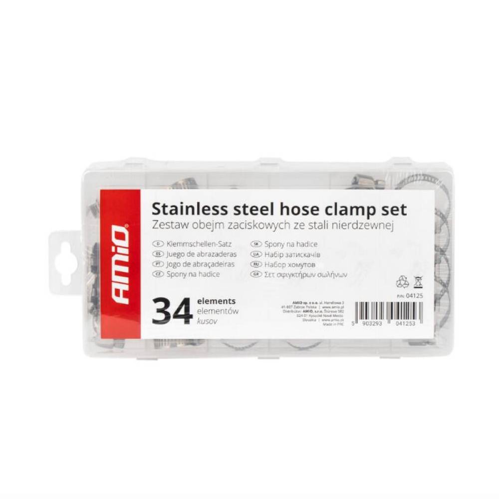 Trusa 34 coliere, din inox, 16-32mm, 04125 Amio