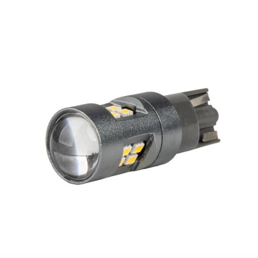 Set 2 becuri T10, 16 LED-uri, SMD 2016, 12-24V, W5W, 5500K, cu lupa, Canbus, 04234 Amio