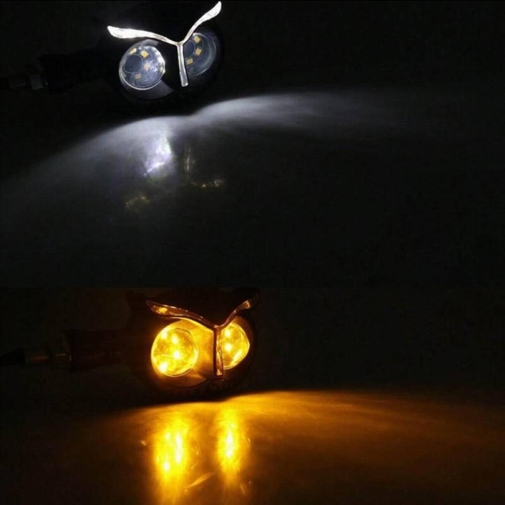 Set lampi pozitie si semnalizare moto, scuter, LED, tip bufnita, lumina alba si galbena, \Art ZC-Motoy