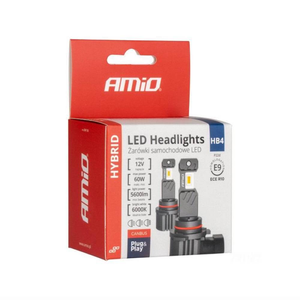 Set 2 becuri HB4, Led CSP, 12V, 60W, 5600lm, 6000K, Canbus, Hybrid Amio 04118