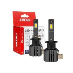 Set 2 becuri H1, 2Led CSP, 12V, 44W, 3936lm, 6500K, canbus, X4 Aviator Series, 03761 Amio