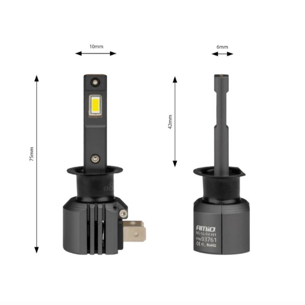 Set 2 becuri H1, 2Led CSP, 12V, 44W, 3936lm, 6500K, canbus, X4 Aviator Series, 03761 Amio
