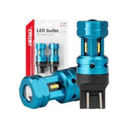 Set 2 becuri pozitie frana T20, LED CSP, 12-24V, 7443 W21/5W, cu lupa, Canbus, alb, 04255 Amio
