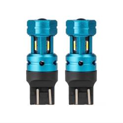Set 2 becuri pozitie frana T20, LED CSP, 12-24V, 7443 W21/5W, cu lupa, Canbus, alb, 04255 Amio