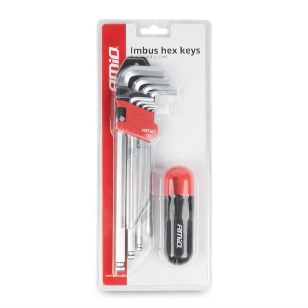 Set 9 chei imbus Hexagonale, 1.5-10mm, cu maner, lungi, 04303 Amio