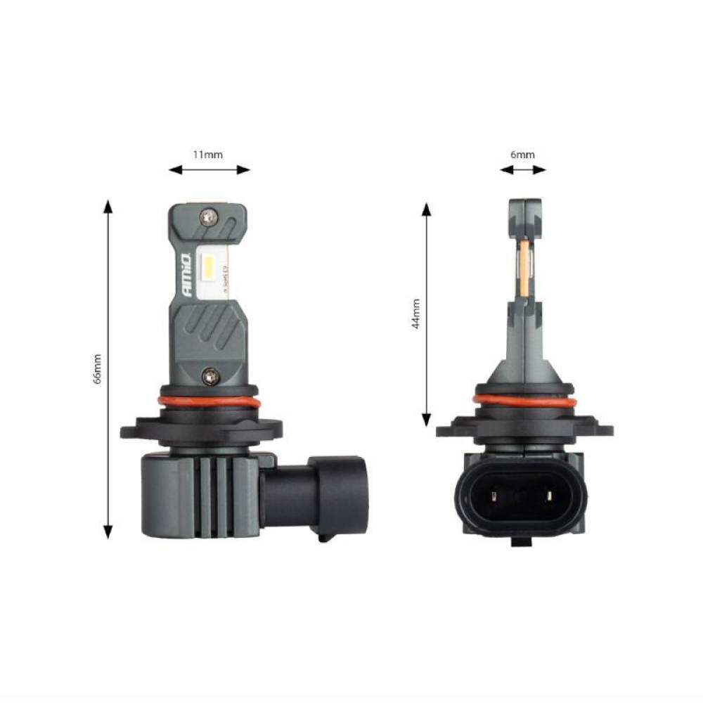 Set 2 becuri HB3, HIR1, H10, Led CSP, 12V, 60W, 5600lm, 6000K, Canbus, aluminiu, Hybrid 04117 Amio