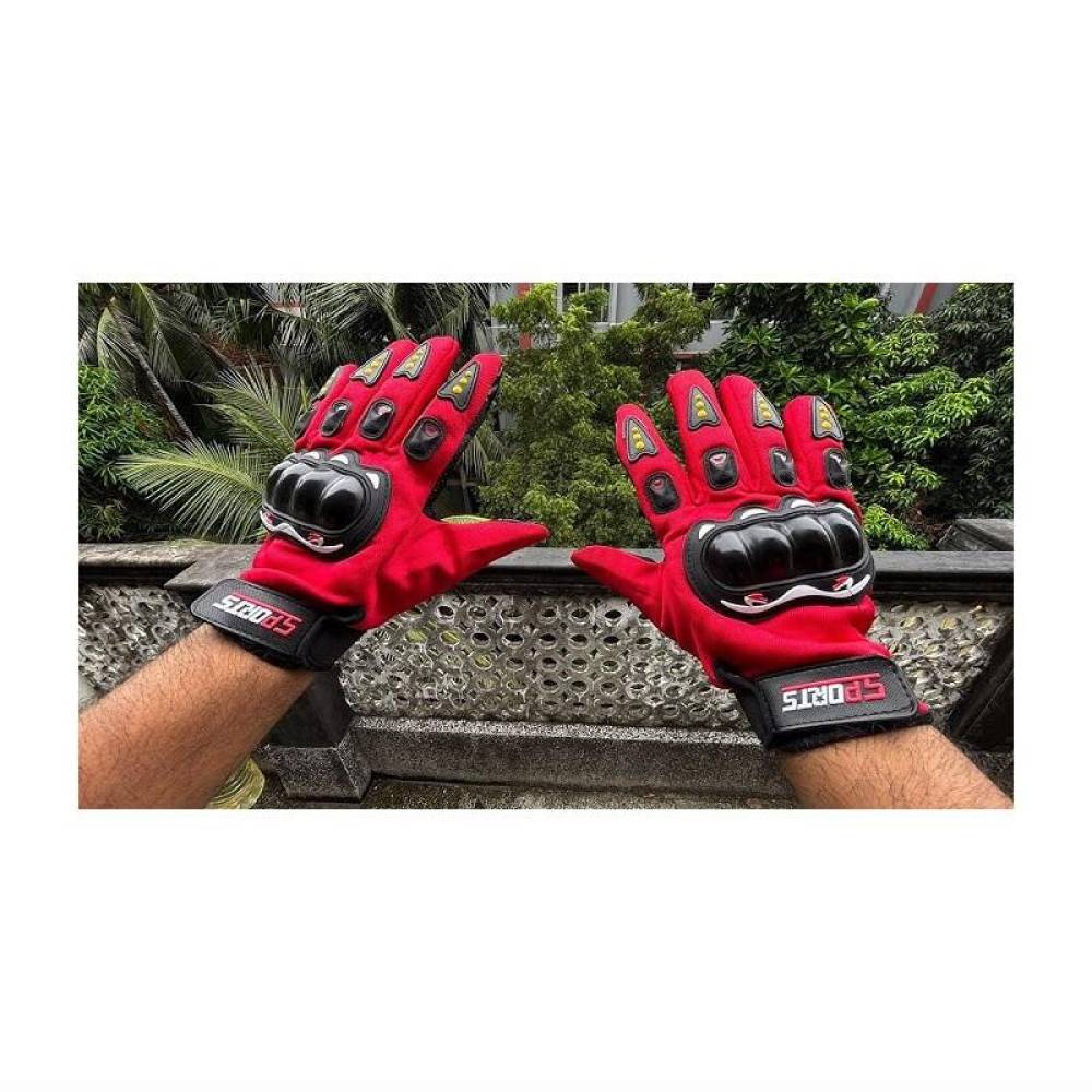 Set 2 manusi moto rosii, deget touchscreen, 11371