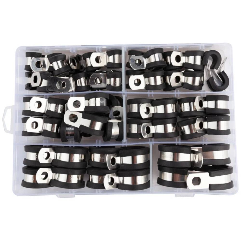 Trusa coliere antivibratie cu garnitura, P-CLIP, 6-19mm, 52buc HGT 682666 Evotools