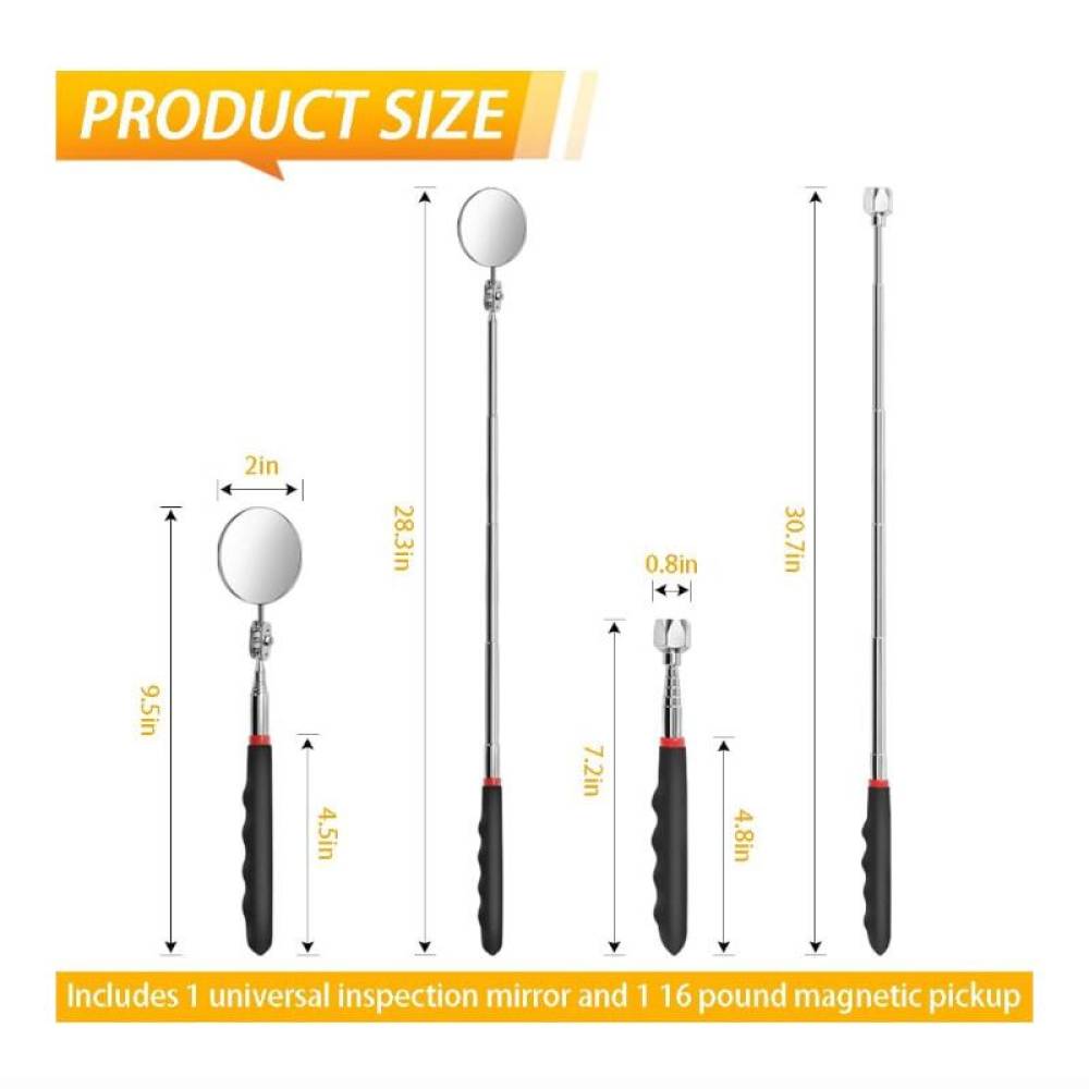 Set oglinda inspectie telesocpica si recuperator magnetic cu lanterna LED, AKC8221 TruckLed
