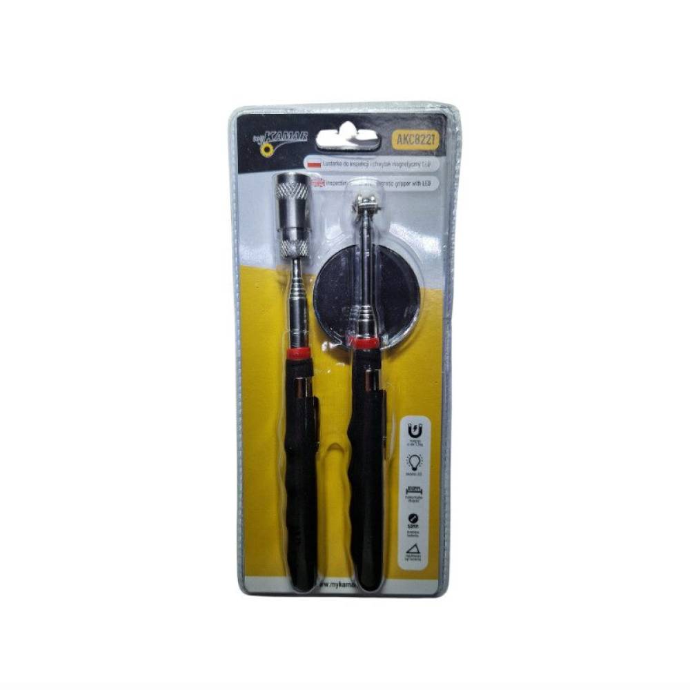 Set oglinda inspectie telesocpica si recuperator magnetic cu lanterna LED, AKC8221 TruckLed