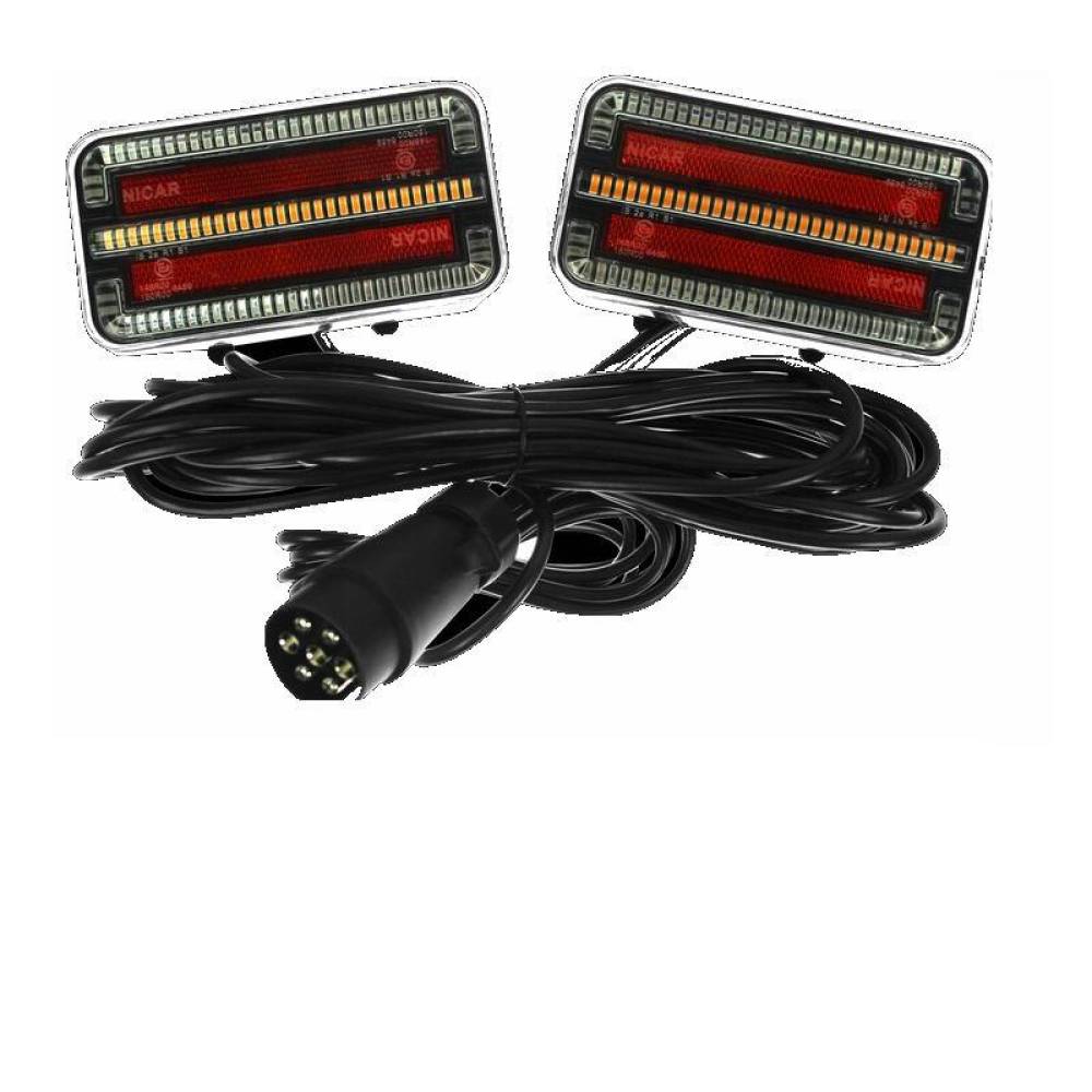 Kit lampi remorca LED, magnetice, 3 functii, 155x80, 12-24V, 7.5m lampa-priza, 2.5m lampa, TT.12024