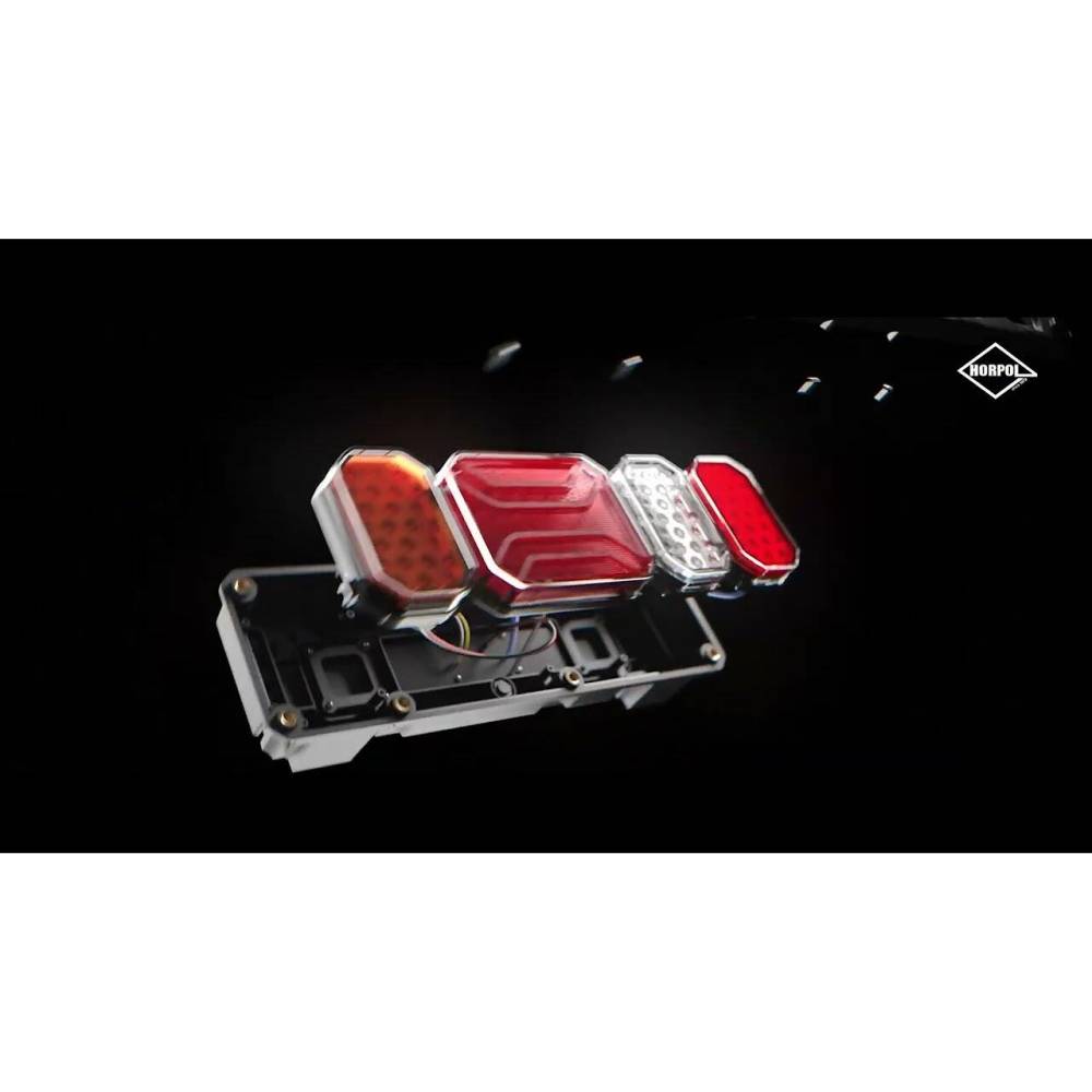 Lampa stop 450x139, 6 functii, cu ceata si mers inapoi, cu cablu 1.5m, 24V, dreapta, HEAVY DUTY Horpol LZD 2855