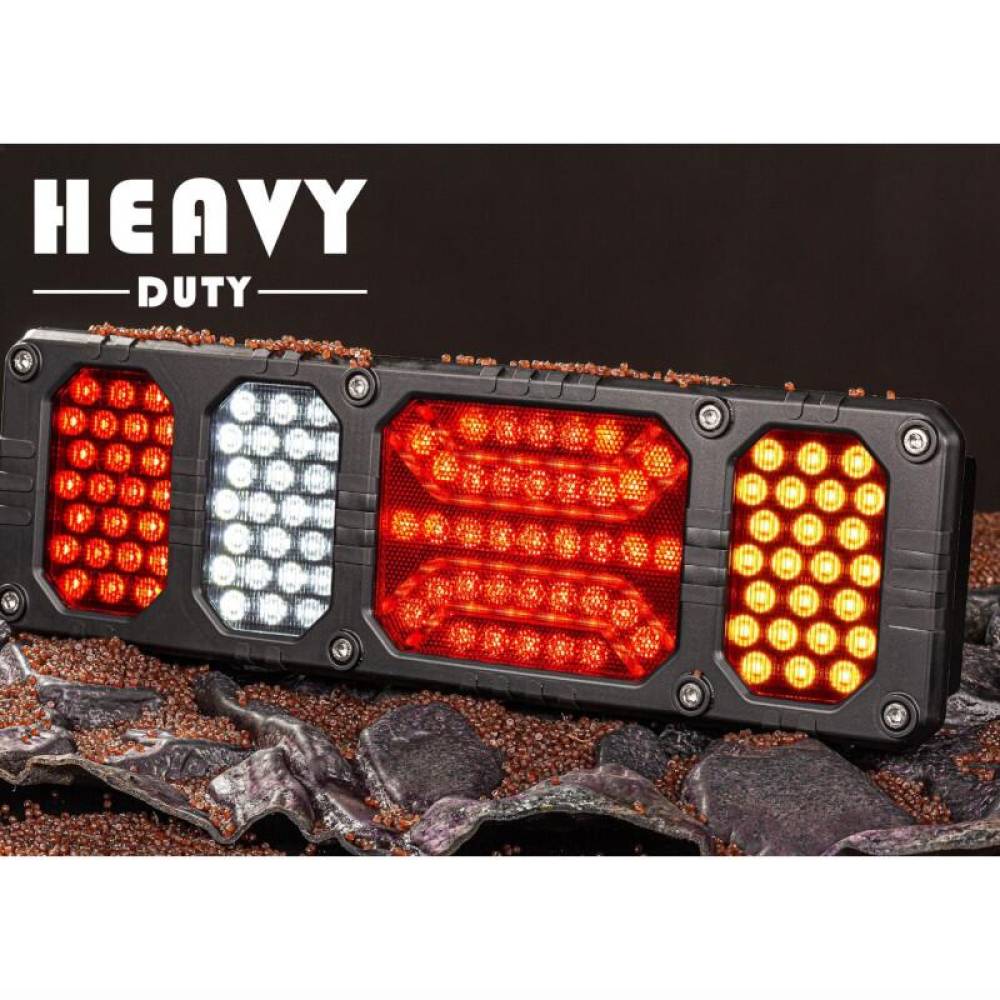 Lampa stop 450x139, 6 functii, cu ceata si mers inapoi, cu cablu 1.5m, 24V, stanga, HEAVY DUTY Horpol LZD 2854