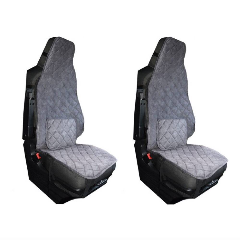 Set 2 huse scaune camion universale, gri, material catifea, PKR039 ARS