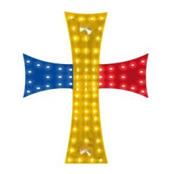 Cruce luminoasa steag Romania, cu 81led, ventuza, 12-24v, Cross  HAL474
