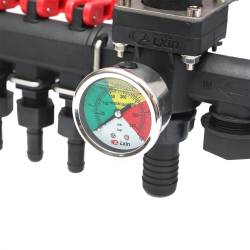 Distribuitor erbicidat 3 cai cu manometru glicerina (intrare 28mm, iesire 15mm) IXIN bs69