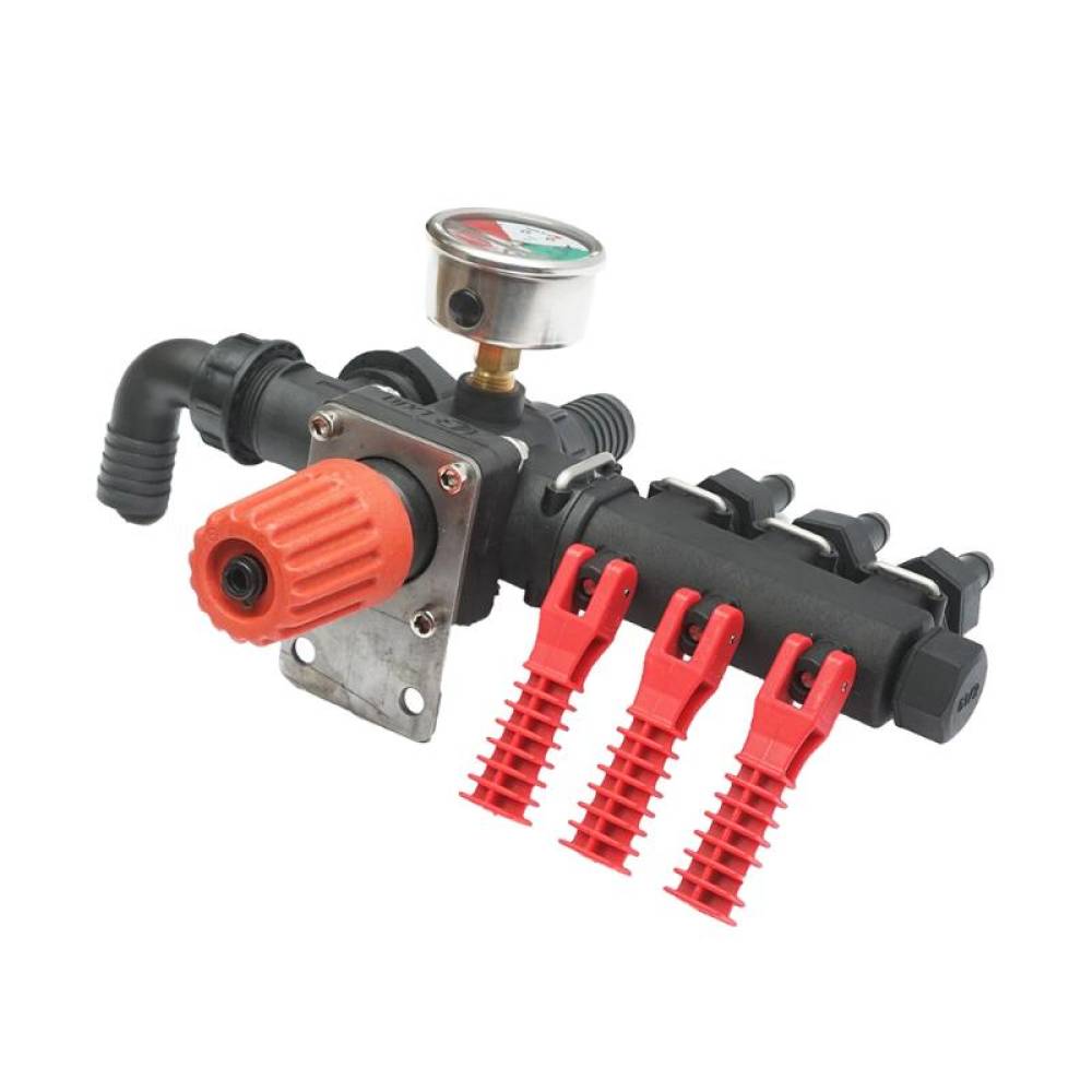 Distribuitor erbicidat 3 cai cu manometru glicerina (intrare 28mm, iesire 15mm) IXIN bs69
