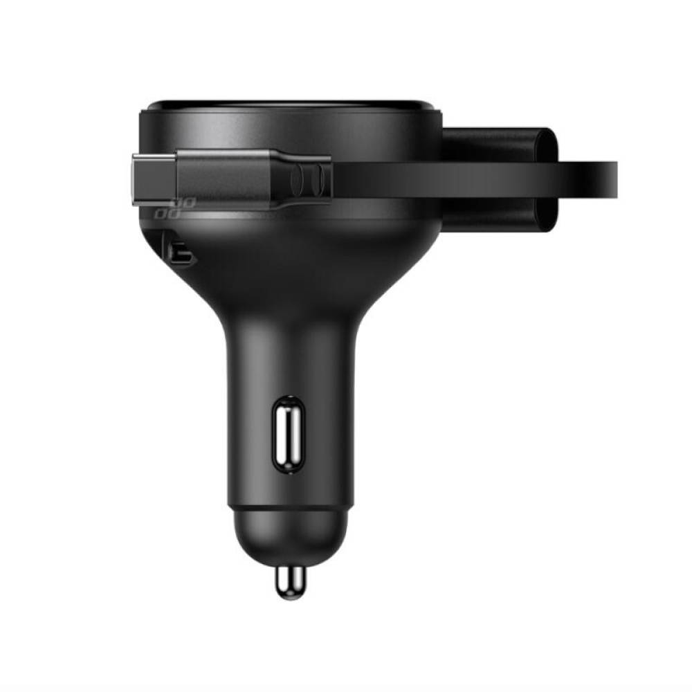 Incarcator auto 1xUSB Tip C, cu cablu retractabil iPhone si USB-C, 12-24V, 60W, 04370 Amio