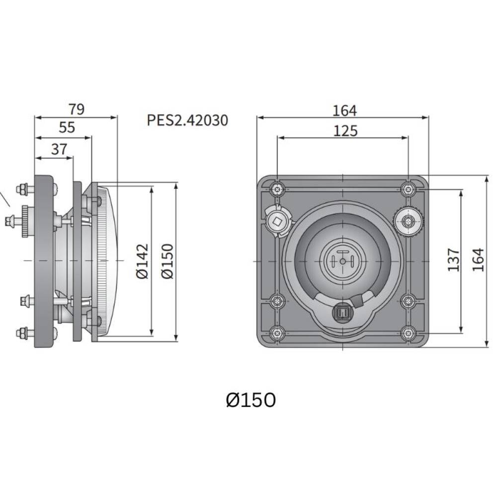 Far fi 142/ 150, 164x164, incastrabil, universal, camioane, tractoare, rama patrata, cu pozitie, Deutz PES2. 42030 Wesem