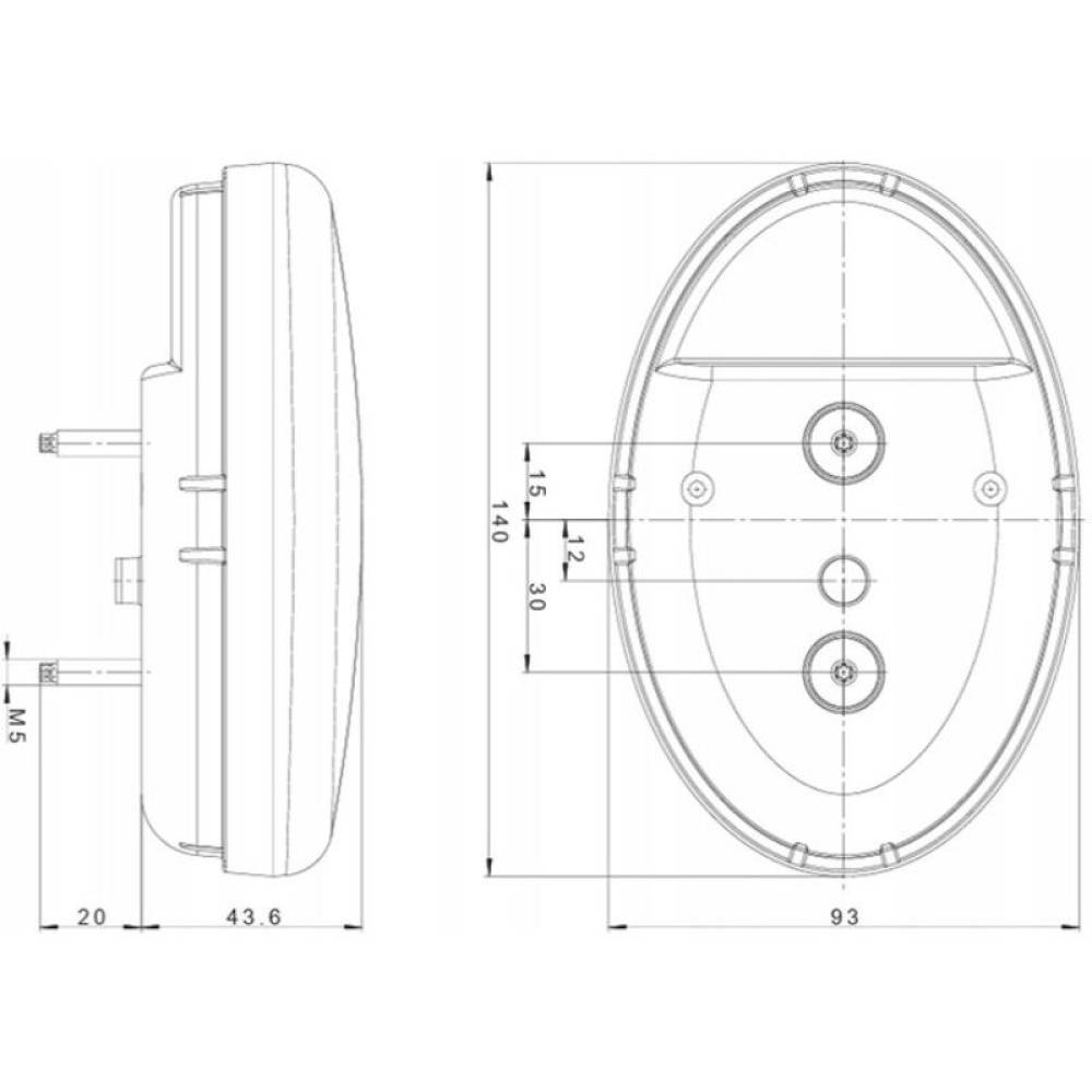Lampa stop 140x93, 3 functii, ovala, FT-355 LED Fristom