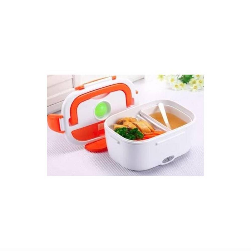 Caserola electrica portabila, 2 compartimente cu lingura, pentru camion, camping, 1.5L, 12-24V 50W, pentru incalzit mancarea, Lunch Box, AKC123 Lampa 
