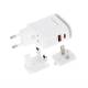 Incarcator rapid cu 2 USB-uri, priza 220V, LED, USB-C si USB-A, 25W, 3AQC, GaN PD, cu 3 adaptoare pentru prize UE, Marea Britanie și SUA, Wayme 63049 Carmotion