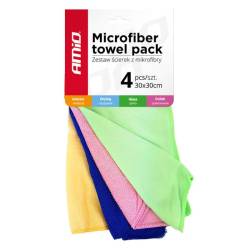 Set 4 lavete microfibra universale, 30x30cm, 4 modele diferite, interior, uscare, geam, lustruire, 01983 Amio