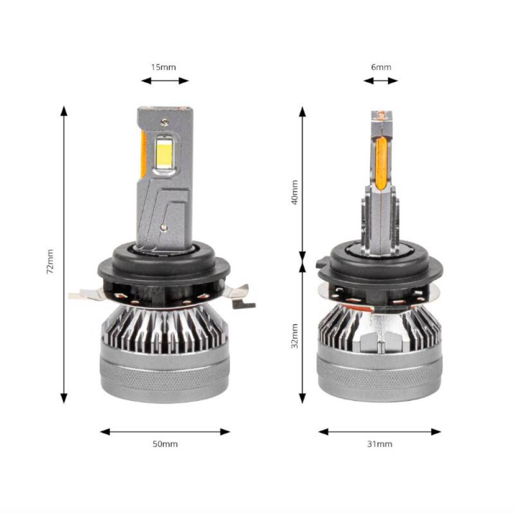 Set 2 becuri H7-1, LED, 9-48V, 50W, 4500lm, 6500K, cu radiator, HP Full Canbus, 03675 Amio