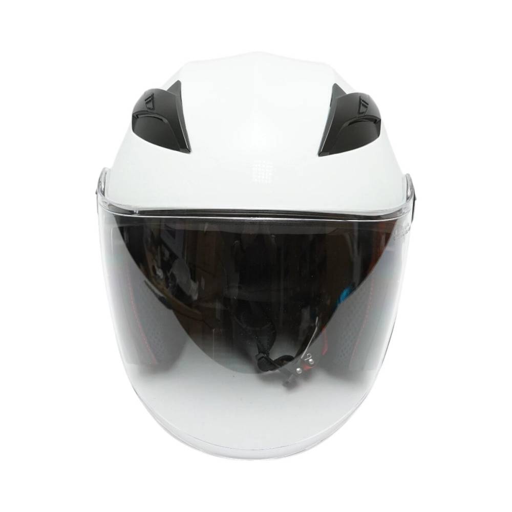 Casca moto tip jet, alba, model urban, cu viziera transparenta si ochelari de soare, mar L, SPEEDWAY TM80