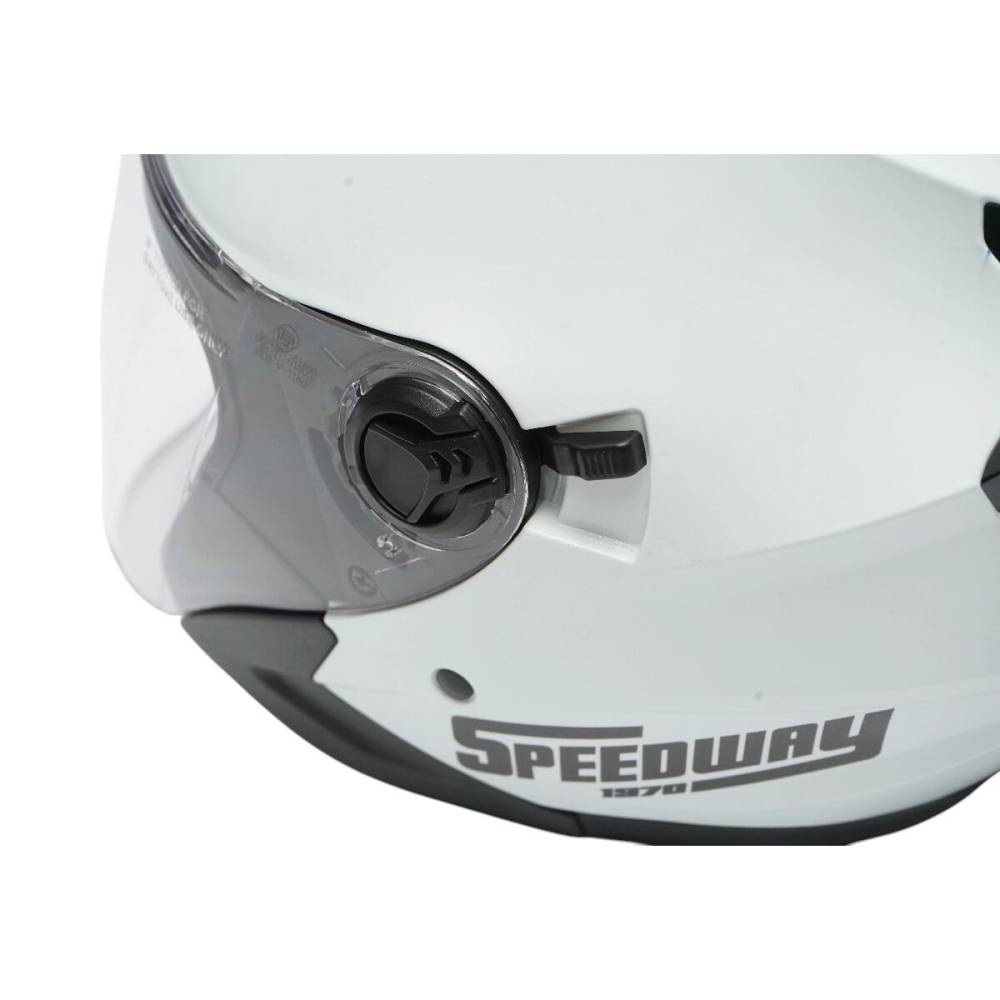 Casca moto tip jet, alba, model urban, cu viziera transparenta si ochelari de soare, mar L, SPEEDWAY TM80