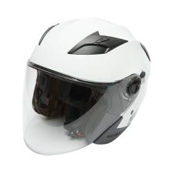 Casca moto tip jet, alba, model urban, cu viziera transparenta si ochelari de soare, mar L, SPEEDWAY TM80