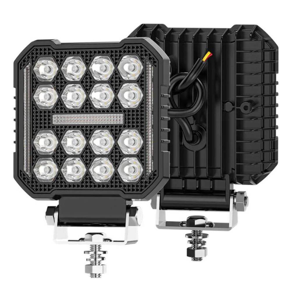 Proiector lucru 110x110, 19 LED-uri, 12-24V, 48W, 4800lm, cu 3 functii, cu functie stroboscopica, Breckner Germany PV94