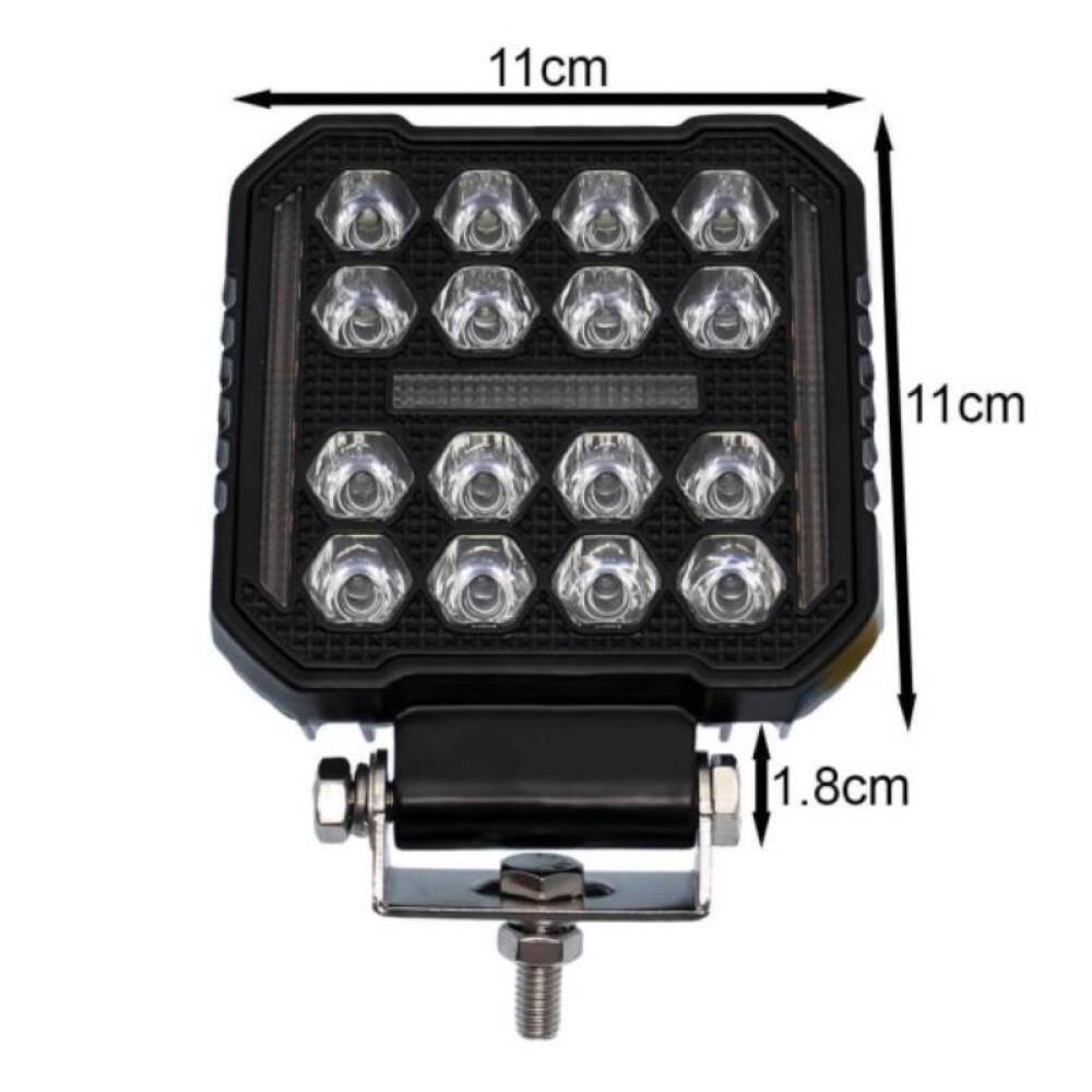 Proiector lucru 110x110, 19 LED-uri, 12-24V, 48W, 4800lm, cu 3 functii, cu functie stroboscopica, Breckner Germany PV94