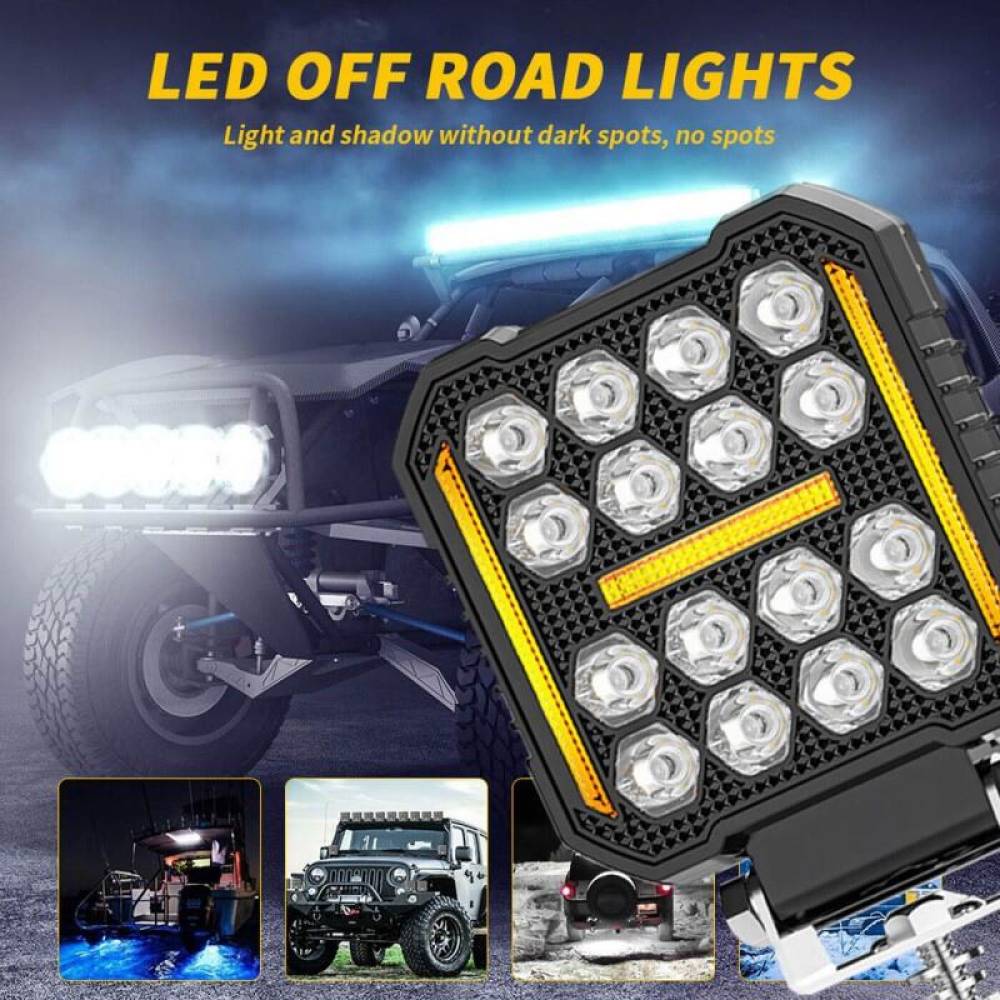 Proiector lucru 110x110, 19 LED-uri, 12-24V, 48W, 4800lm, cu 3 functii, cu functie stroboscopica, Breckner Germany PV94
