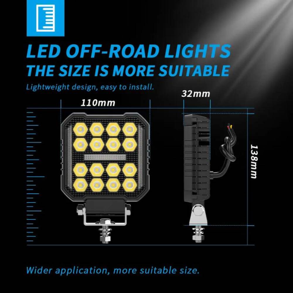 Proiector lucru 110x110, 19 LED-uri, 12-24V, 48W, 4800lm, cu 3 functii, cu functie stroboscopica, Breckner Germany PV94