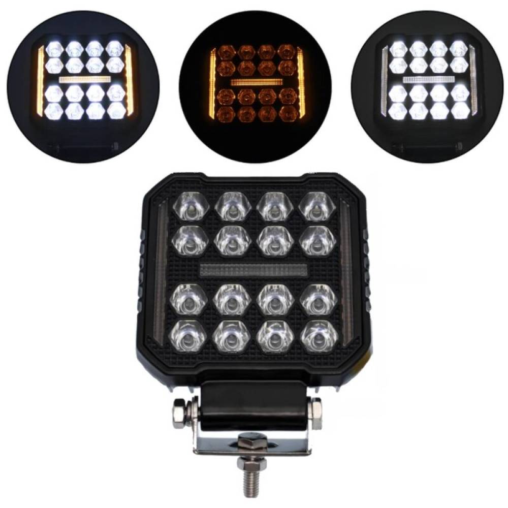 Proiector lucru 110x110, 19 LED-uri, 12-24V, 48W, 4800lm, cu 3 functii, cu functie stroboscopica, Breckner Germany PV94