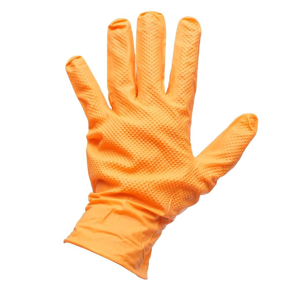 Manusi din nitril, Diamond Grip, portocalii, nepudrate, marimea L, 50 buc, bk TT83 / BK90034