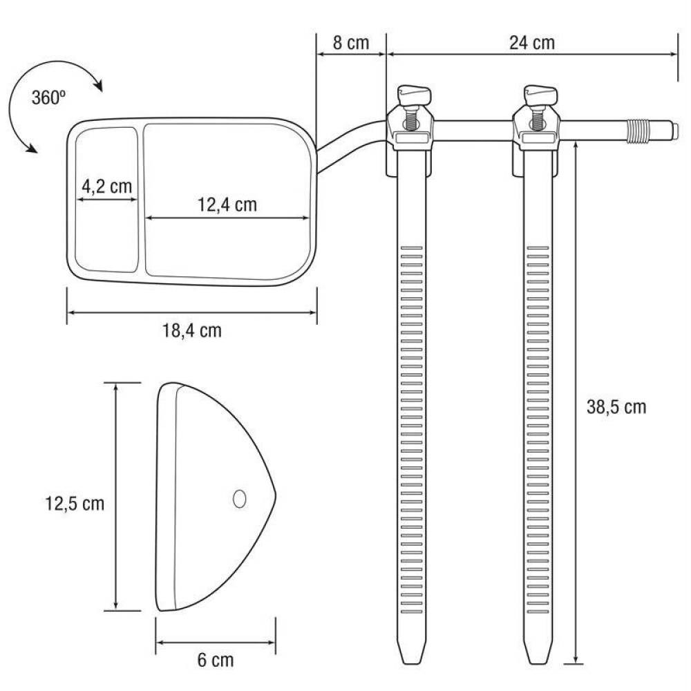Set 2 oglinzi exterioare suplimentare, unghi mort, brat metal, 180x112mm, Caravan 2808326 SwissDrive Set 2 oglinzi exterioare suplimentare, unghi mort, brat metal, 180x112mm, Caravan 2808326 SwissDrive
