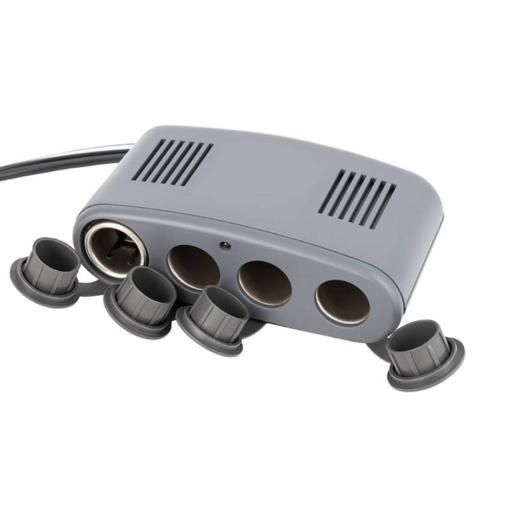 Stecher 4 prize, una pentru bricheta, 12V, 20A, Heavy Duty, cu capace si cablu 120cm gros, Carmotion 58606