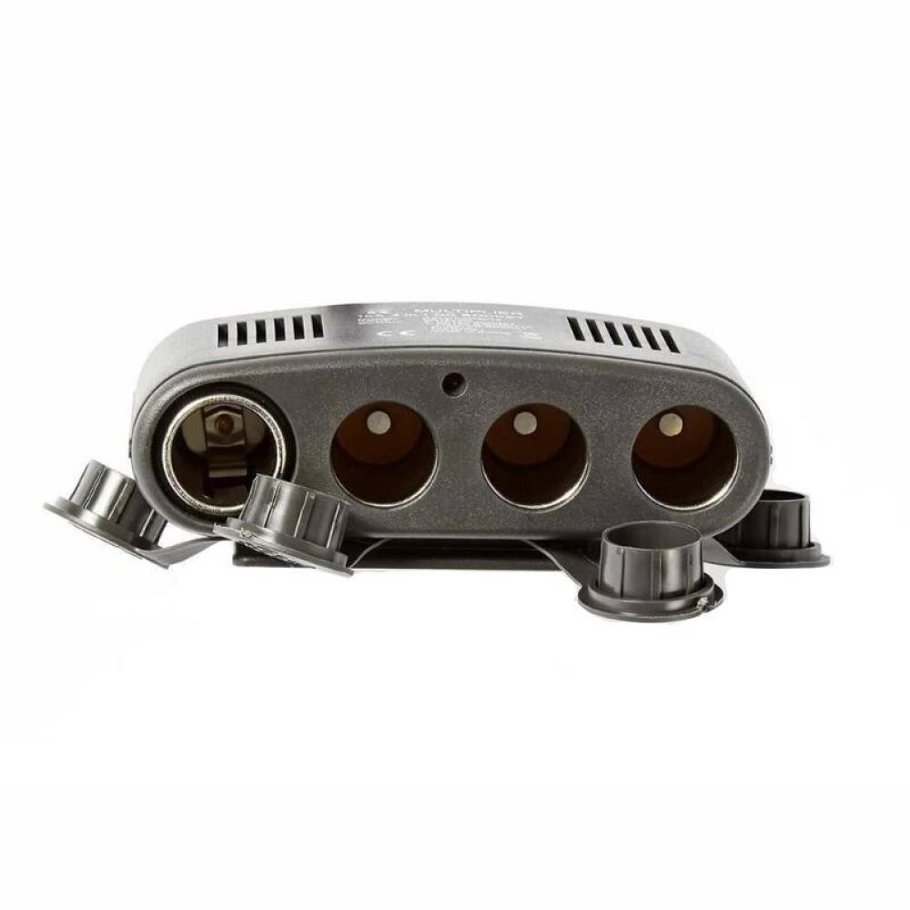 Stecher 4 prize, una pentru bricheta, 12V, 20A, Heavy Duty, cu capace si cablu 120cm gros, Carmotion 58606