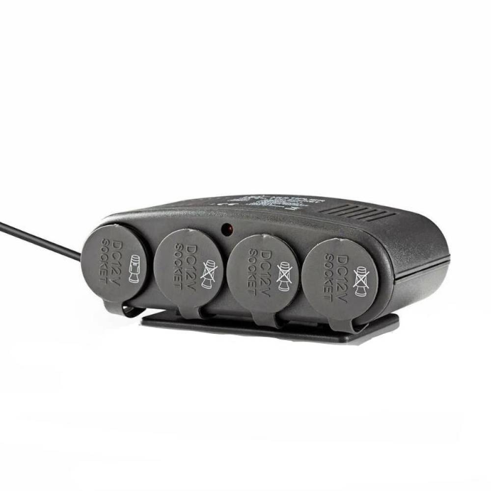 Stecher 4 prize, una pentru bricheta, 12V, 20A, Heavy Duty, cu capace si cablu 120cm gros, Carmotion 58606