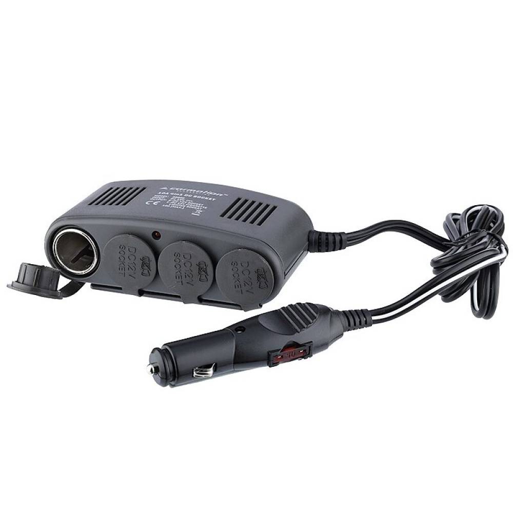 Stecher 4 prize, una pentru bricheta, 12V, 20A, Heavy Duty, cu capace si cablu 120cm gros, Carmotion 58606