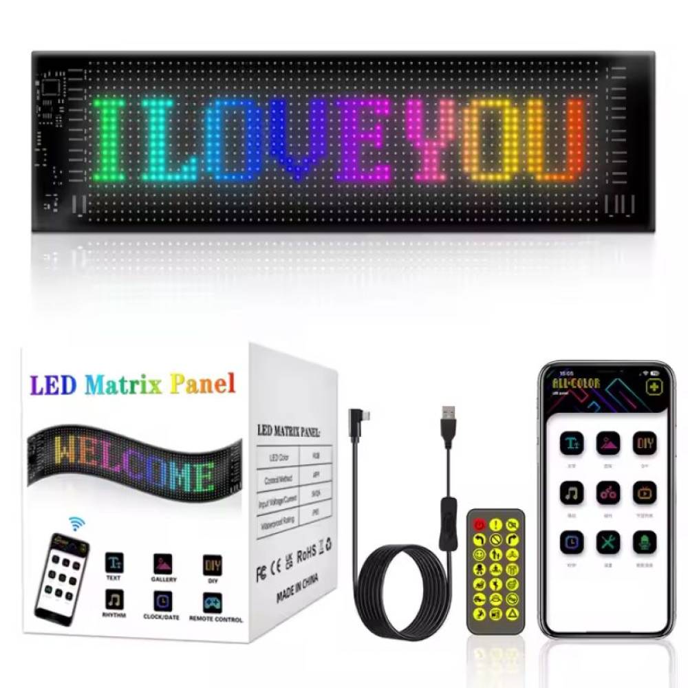 Panou Afisaj LED Matrix RGB Programabil, 60x12cm, Eyes Devil, Bluetooth, Telecomanda, USB 5V, pentru Ochi Camion / Ochi TIR AKC125