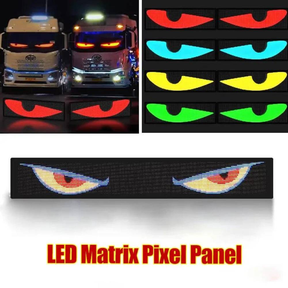 Panou Afisaj LED Matrix RGB Programabil, 90x19cm, Eyes Devil, Bluetooth, Telecomanda, USB 5V, pentru Ochi Camion, TIR, auto, FST-EY1696