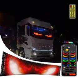 Panou Afisaj LED Matrix RGB Programabil, 90x19cm, Eyes Devil, Bluetooth, Telecomanda, USB 5V, pentru Ochi Camion, TIR, auto, FST-EY1696
