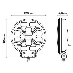 Proiector rotund fi220, faza lunga cu pozitie DRL si stroboscopica, Led, X Spider, L3440
