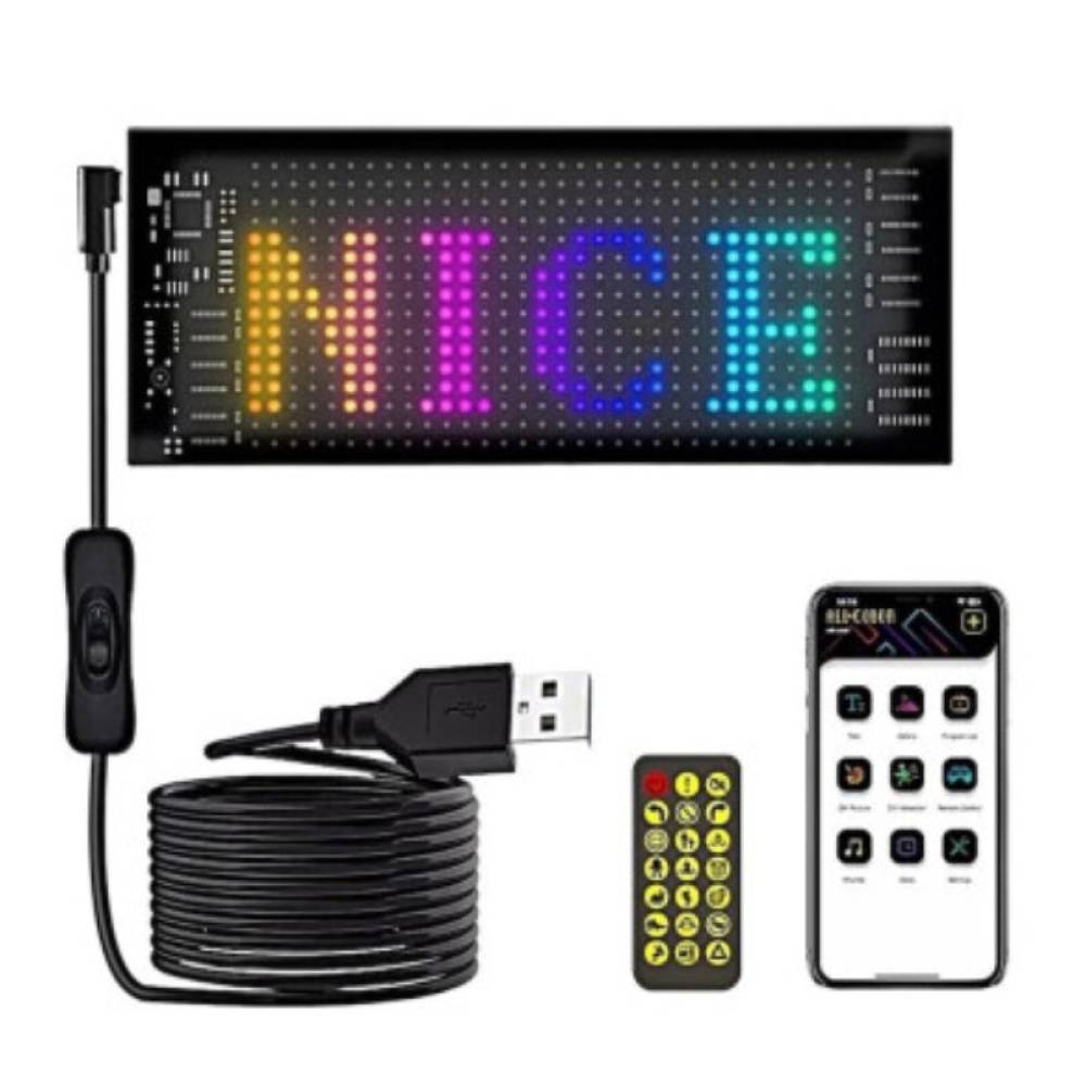 Panou Afisaj LED Matrix RGB Programabil, 35x10cm, Eyes Devil, Bluetooth, Telecomanda, USB 5V, pentru Ochi Camion, TIR, auto, FST-EY2064
