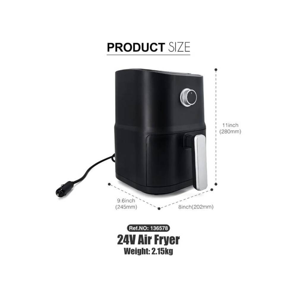 Friteuza electrica, airfryer pentru camion, 3L, 24V, 250W, neagra, AKC124