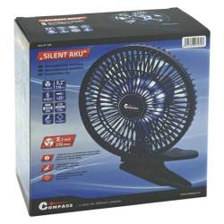 Ventilator cu acumulator 2000mAh si iluminare LED, incarcare 5V USB, fi 21cm, 6viteze, prindere cu clips, 360°, Compass 07230