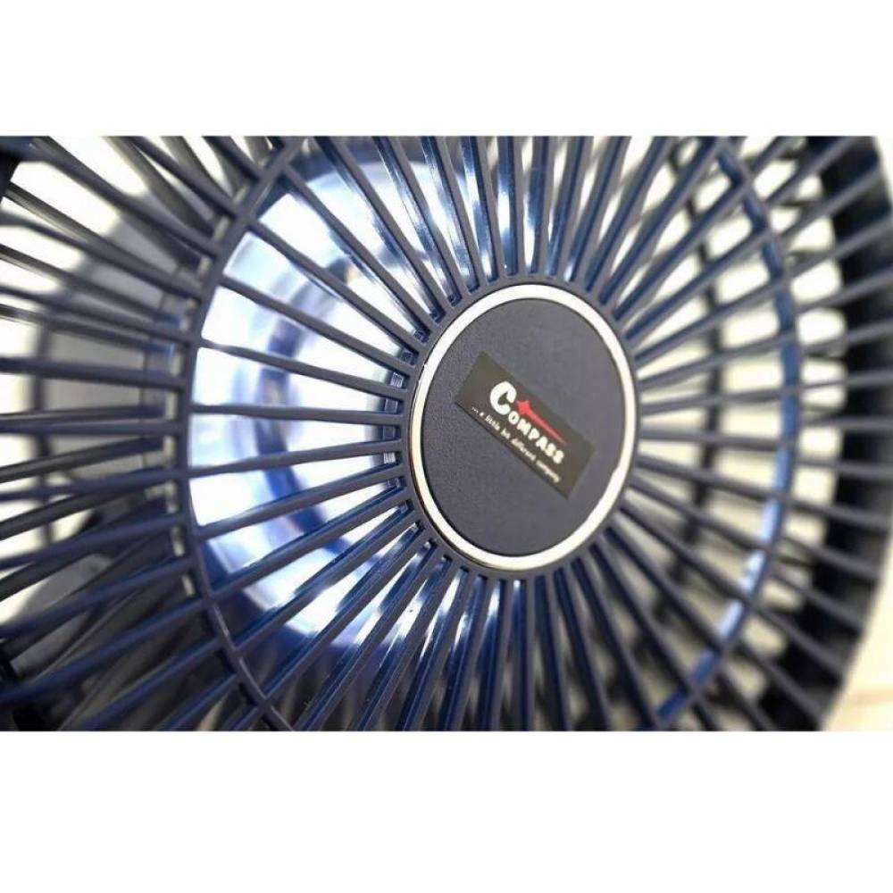 Ventilator cu acumulator 2000mAh si iluminare LED, incarcare 5V USB, fi 21cm, 6viteze, prindere cu clips, 360°, Compass 07230 Ventilator cu acumulator 2000mAh si iluminare LED, incarcare 5V USB, fi 21cm, 6viteze, prindere cu clips, 360°, Compass 07230